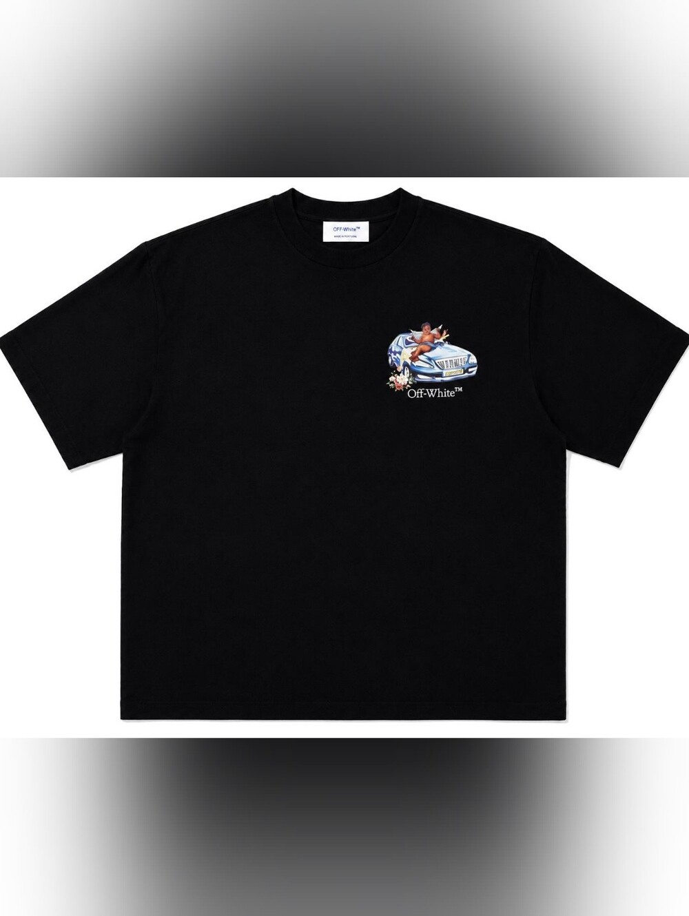 Off-White Men's Black Cherub Car Graphic T-Shirt- Size L